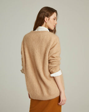 Brushed Cashmere V-neck Pullover Sweater