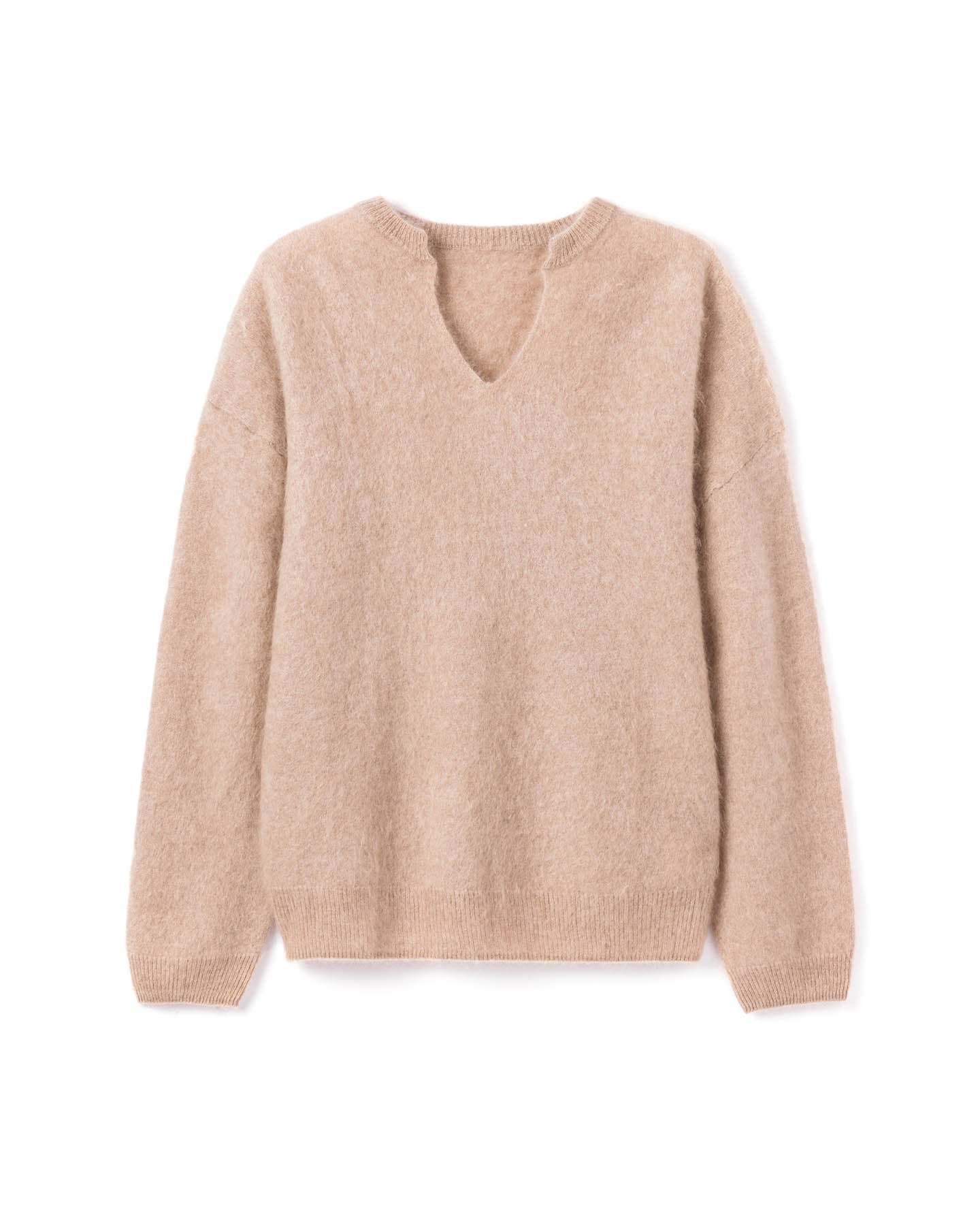 Brushed Cashmere V-neck Pullover Sweater