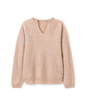 Brushed Cashmere V-neck Pullover Sweater