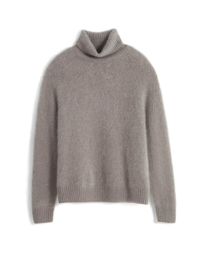 Bushed Cashmere Turtleneck Pullover Sweater