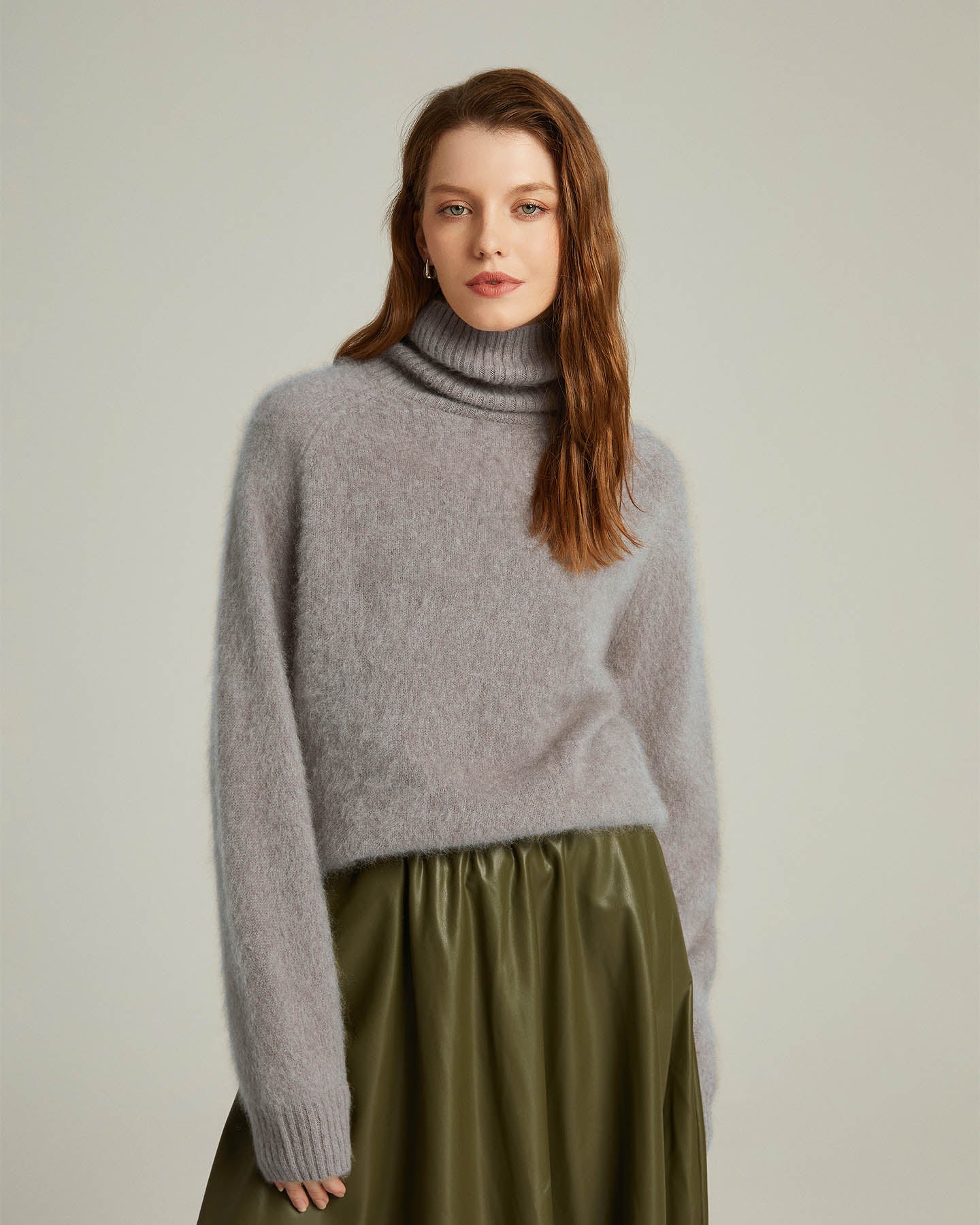 Bushed Cashmere Turtleneck Pullover Sweater