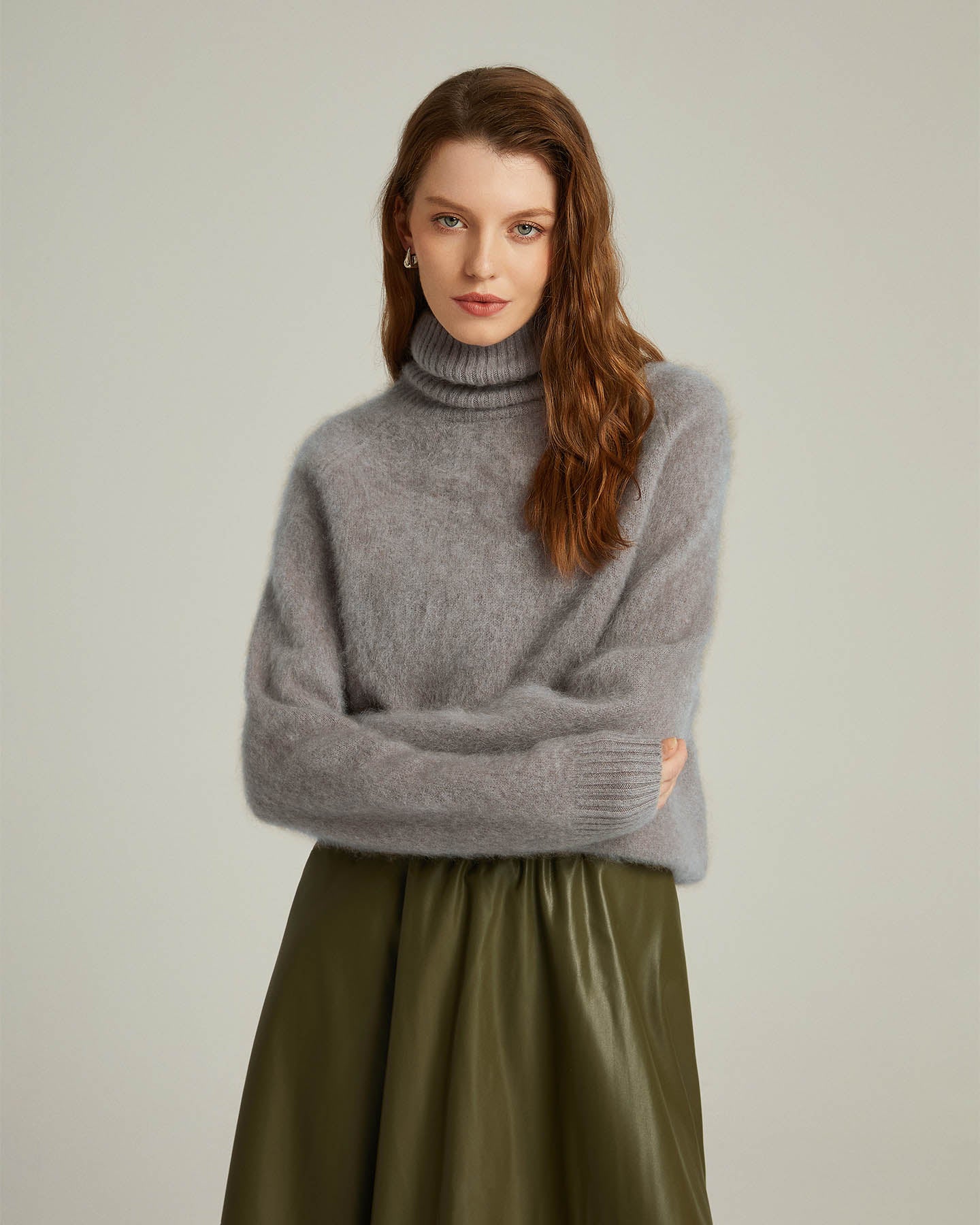 Bushed Cashmere Turtleneck Pullover Sweater