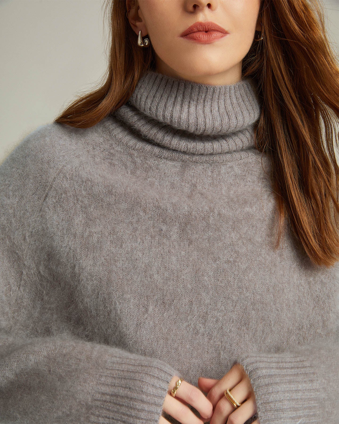 Bushed Cashmere Turtleneck Pullover Sweater