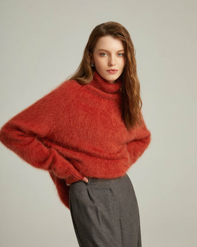 Bushed Cashmere Turtleneck Pullover Sweater