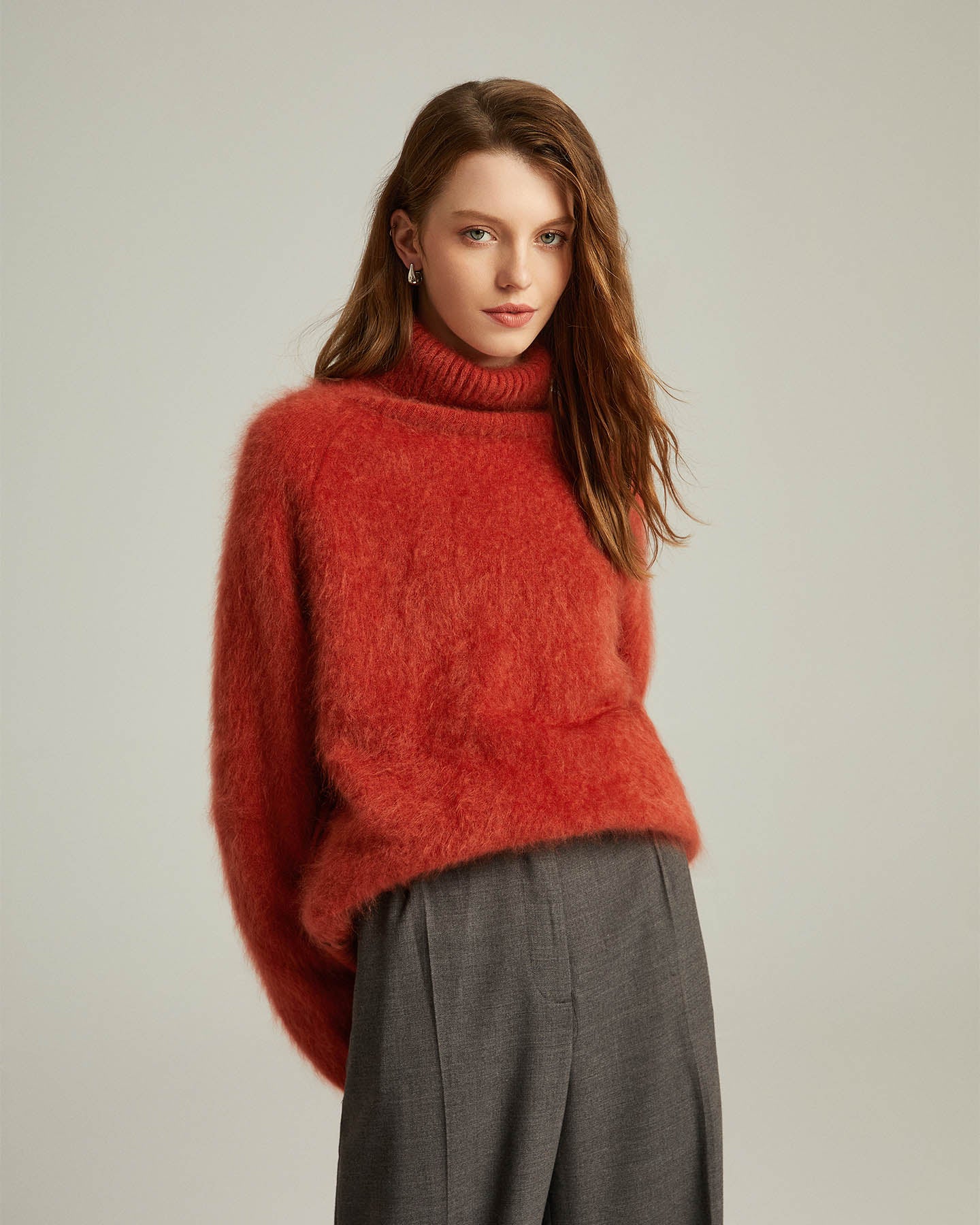 Bushed Cashmere Turtleneck Pullover Sweater