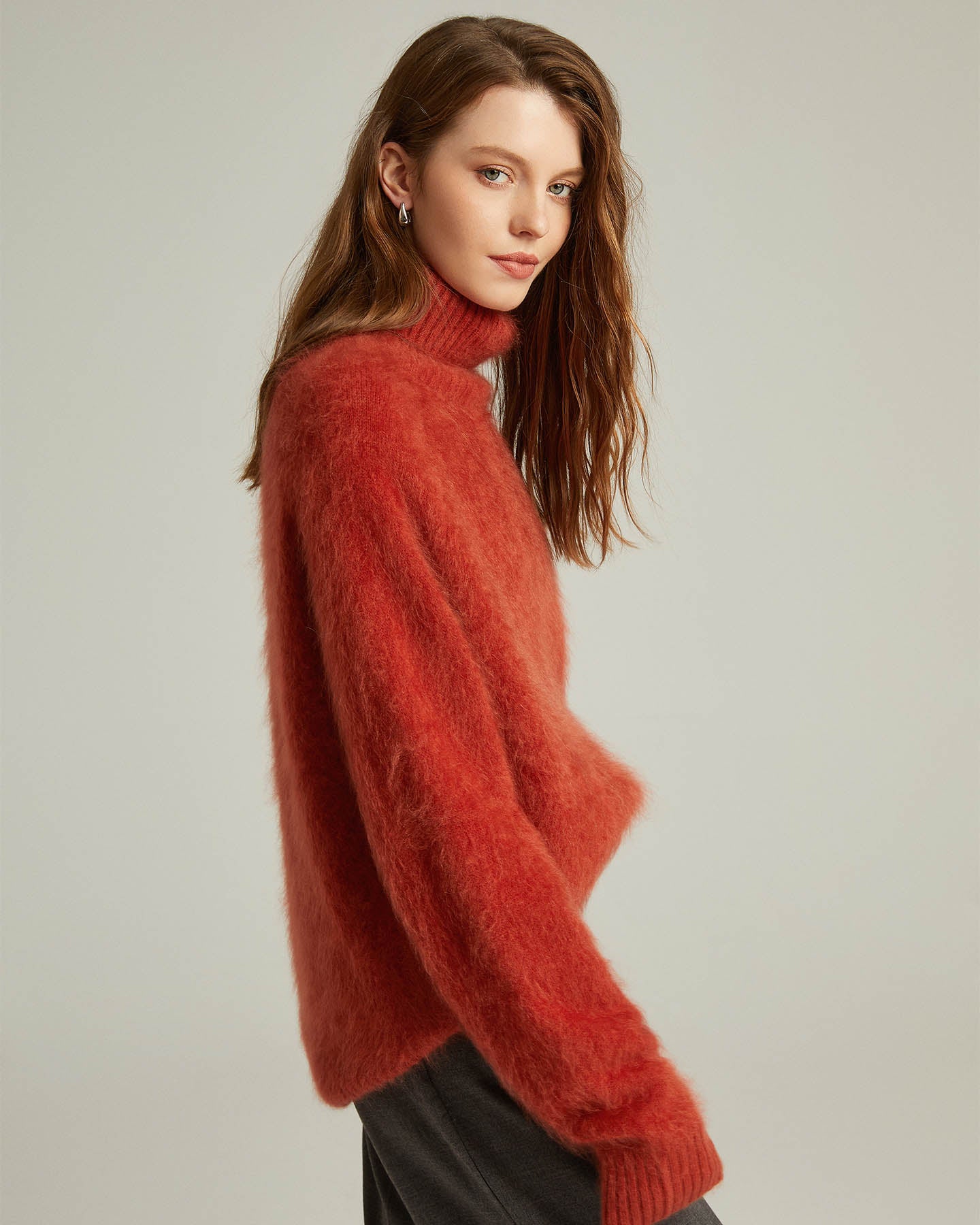 Bushed Cashmere Turtleneck Pullover Sweater