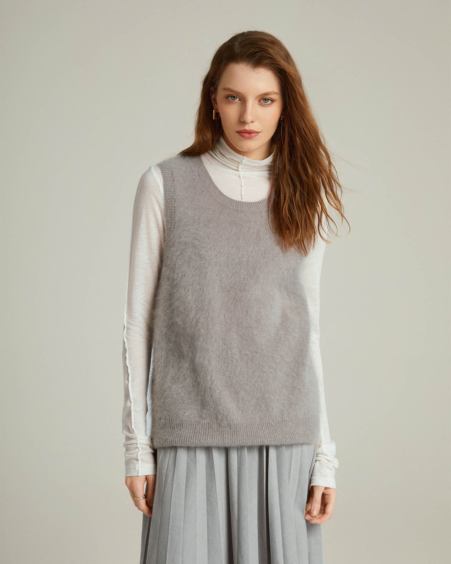 Bushed Cashmere Vest Sweater