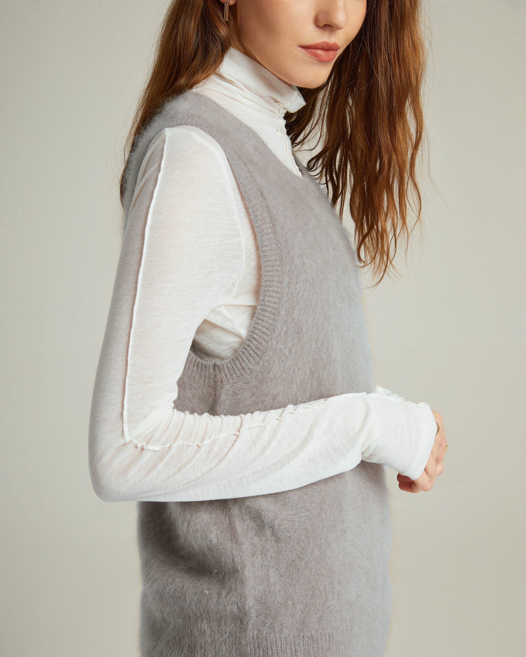 Bushed Cashmere Vest Sweater