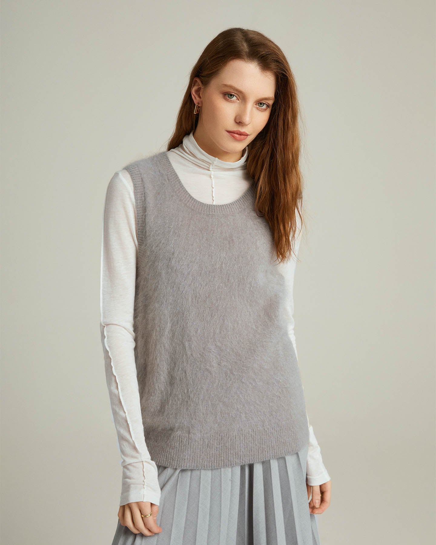 Bushed Cashmere Vest Sweater