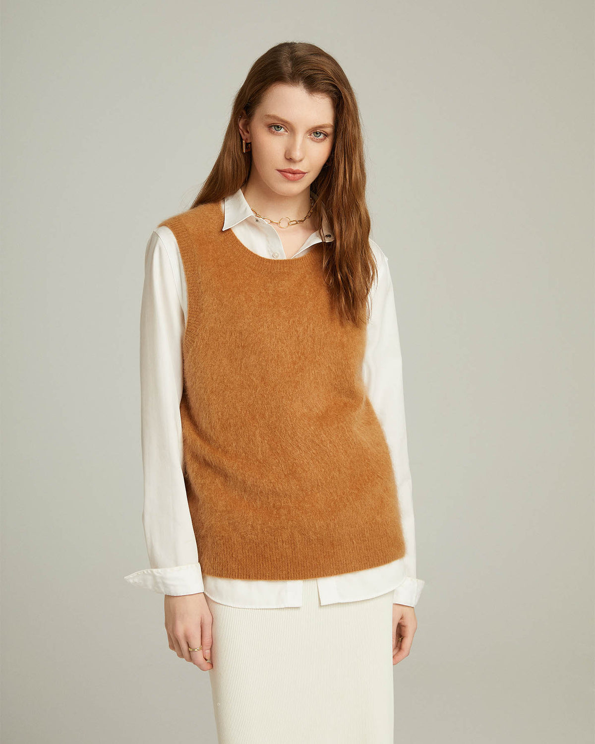 Bushed Cashmere Vest Sweater