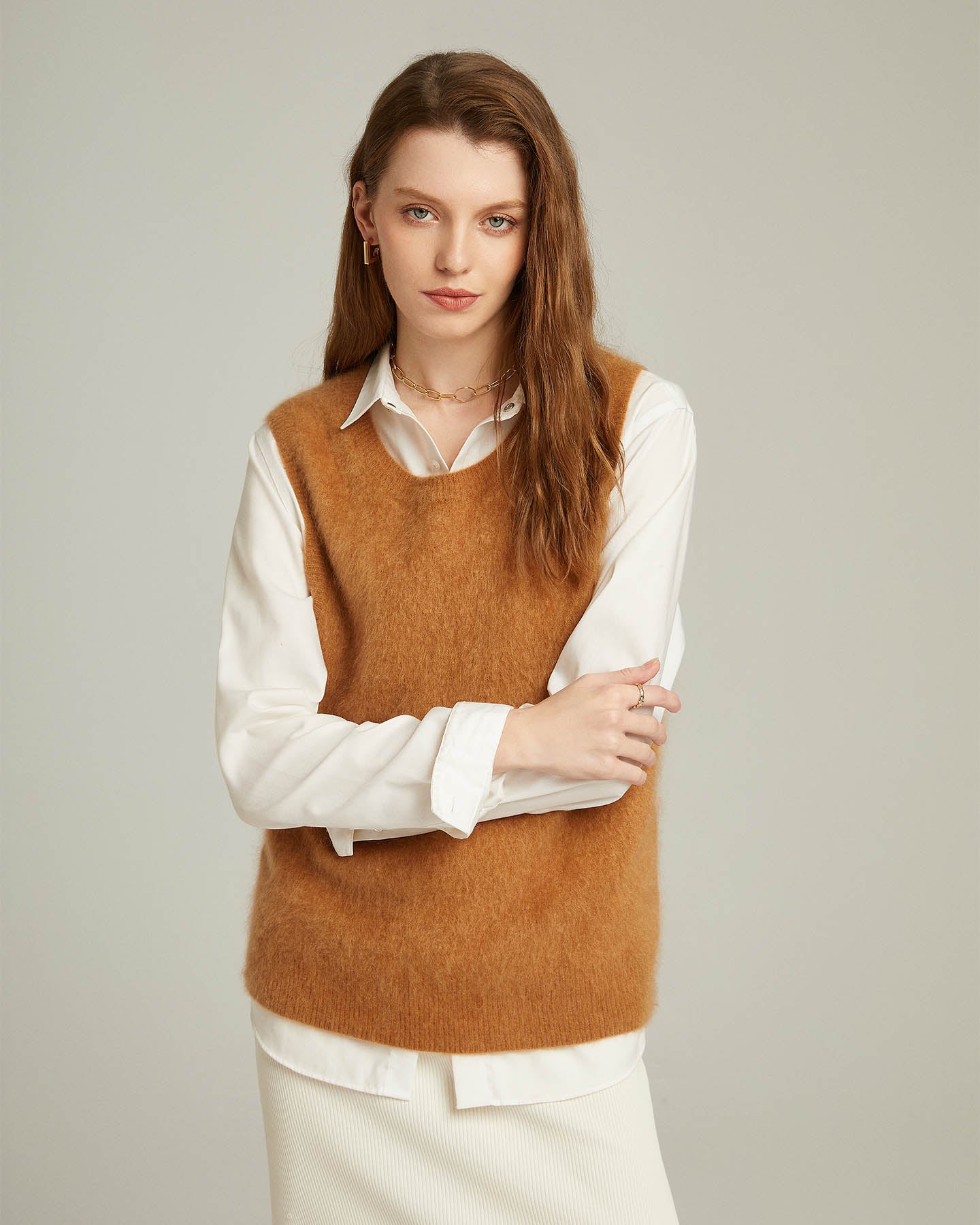 Bushed Cashmere Vest Sweater