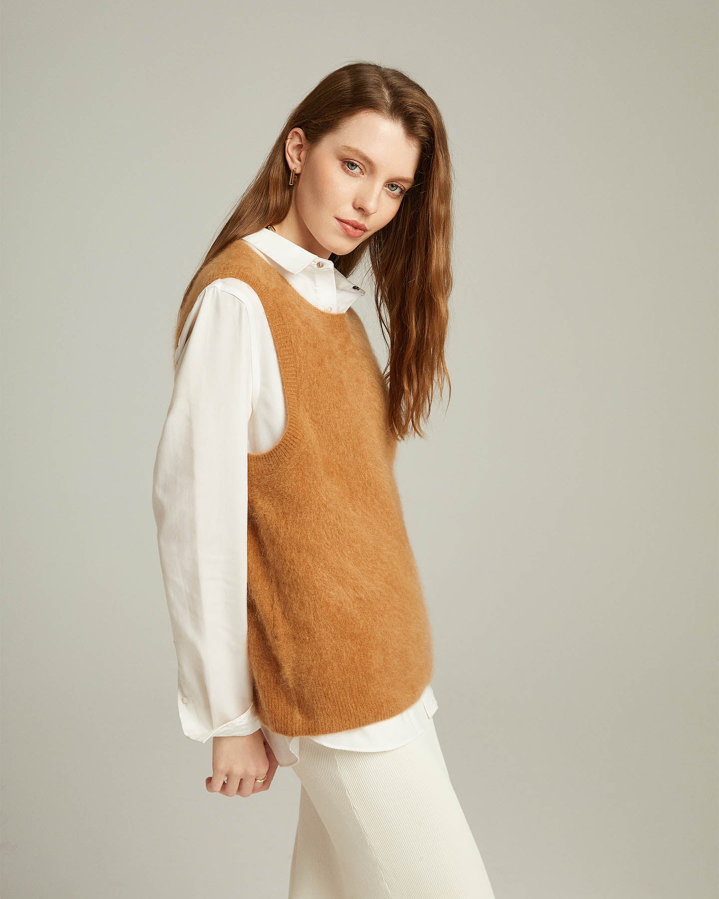 Bushed Cashmere Vest Sweater