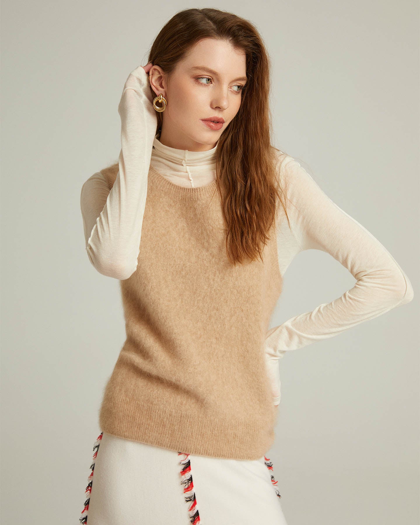 Bushed Cashmere Vest Sweater