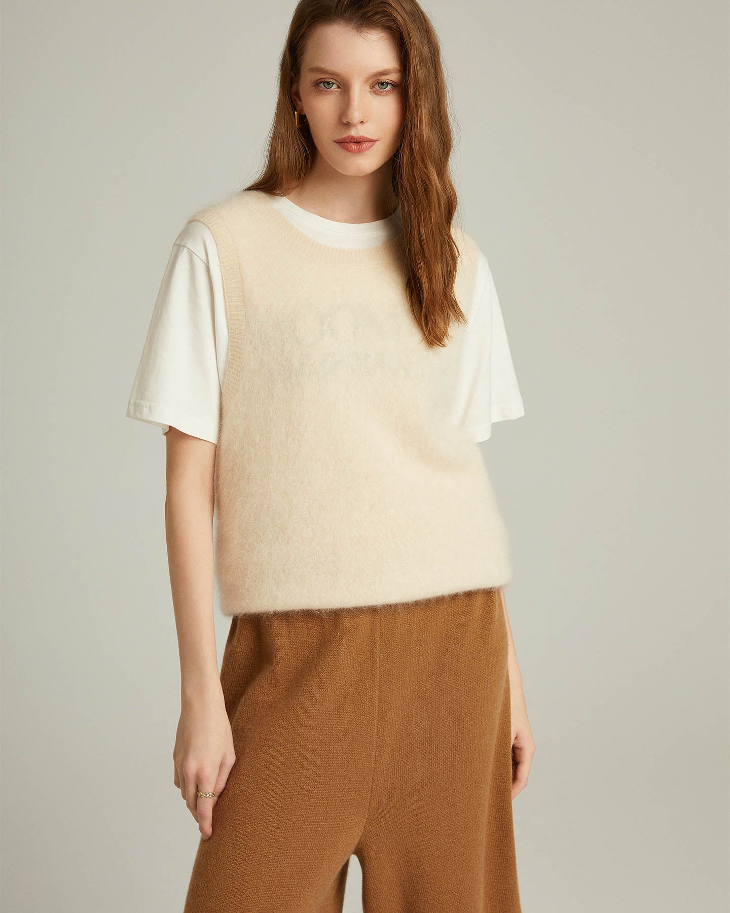 Bushed Cashmere Vest Sweater