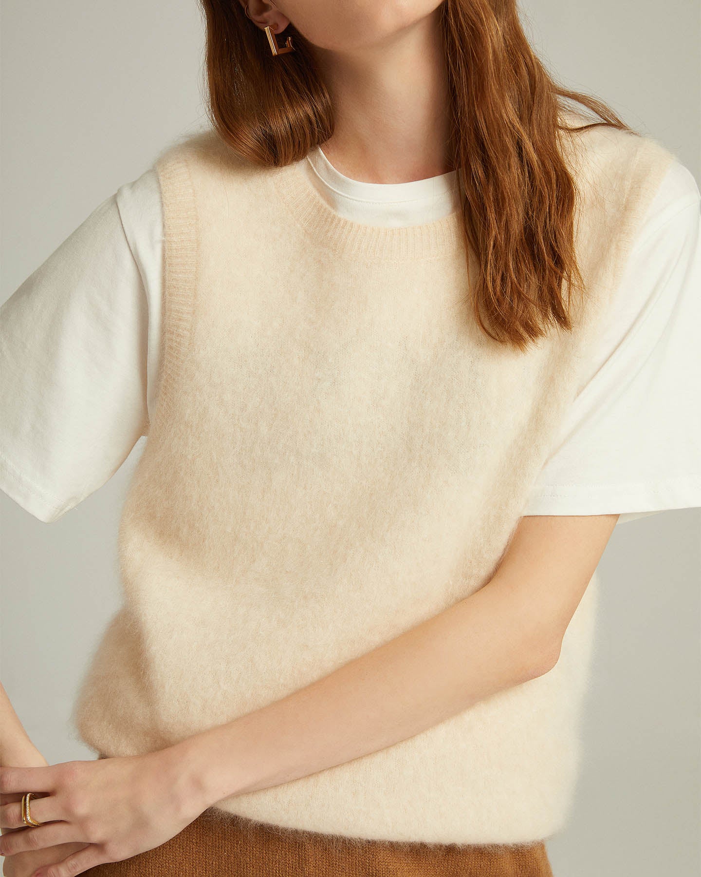 Bushed Cashmere Vest Sweater