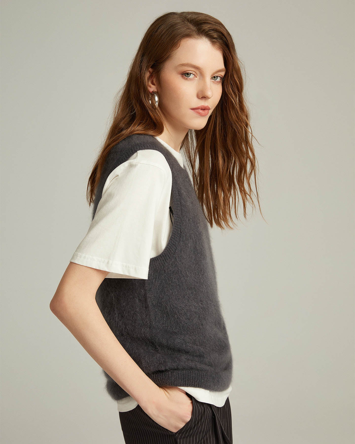 Bushed Cashmere Vest Sweater