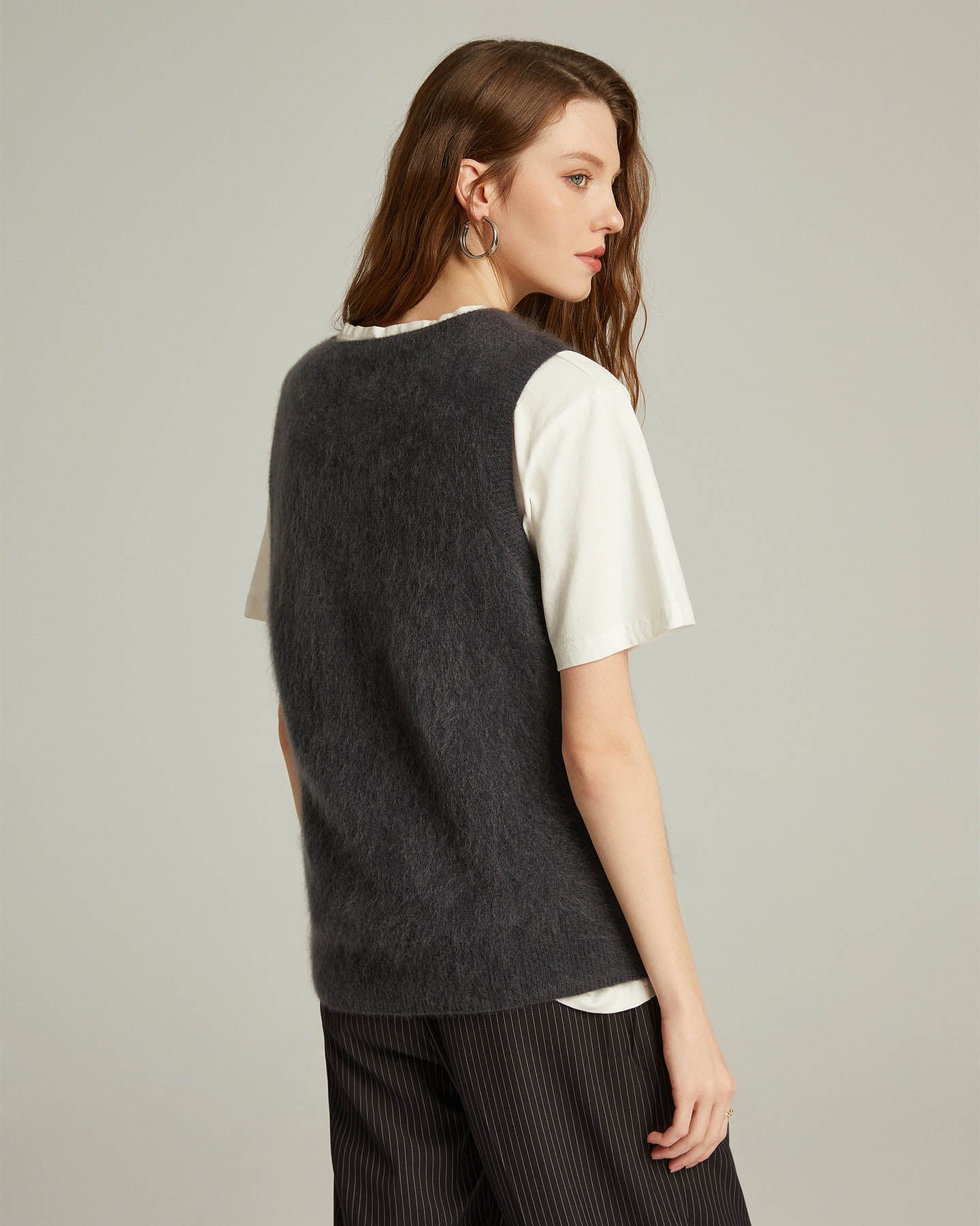 Bushed Cashmere Vest Sweater