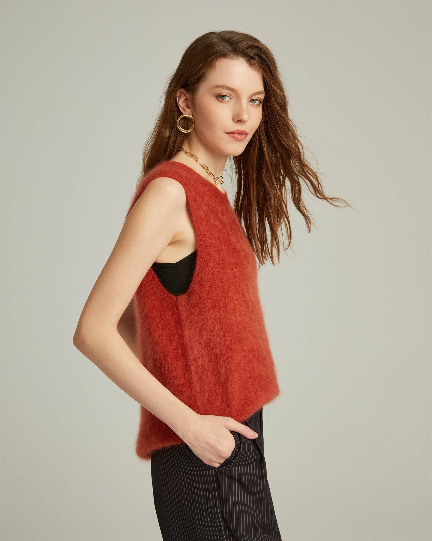 Bushed Cashmere Vest Sweater