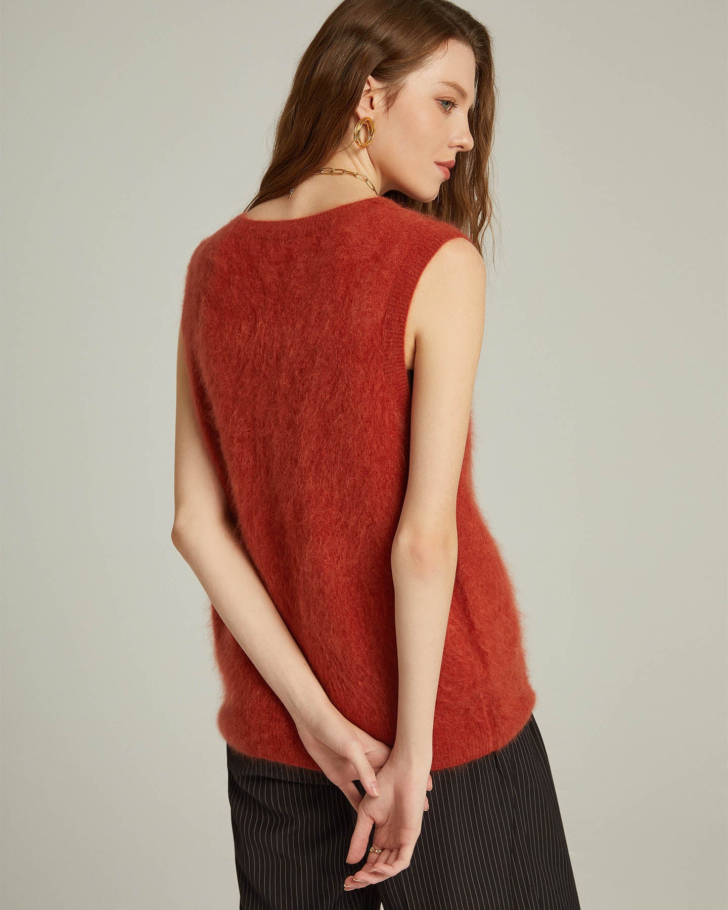 Bushed Cashmere Vest Sweater