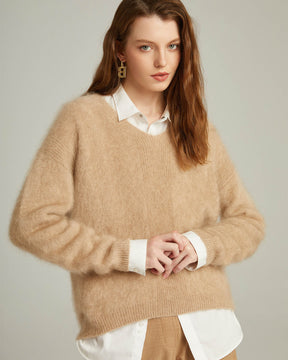 Thickened Brushed Cashmere V-neck Pullover Sweater