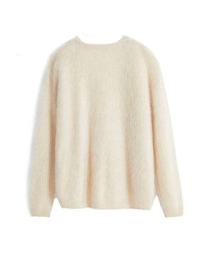 Thickened Brushed Cashmere V-neck Pullover Sweater