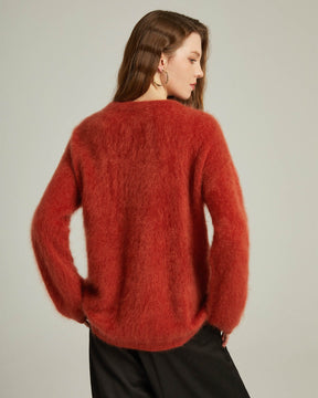 Thickened Brushed Cashmere V-neck Pullover Sweater