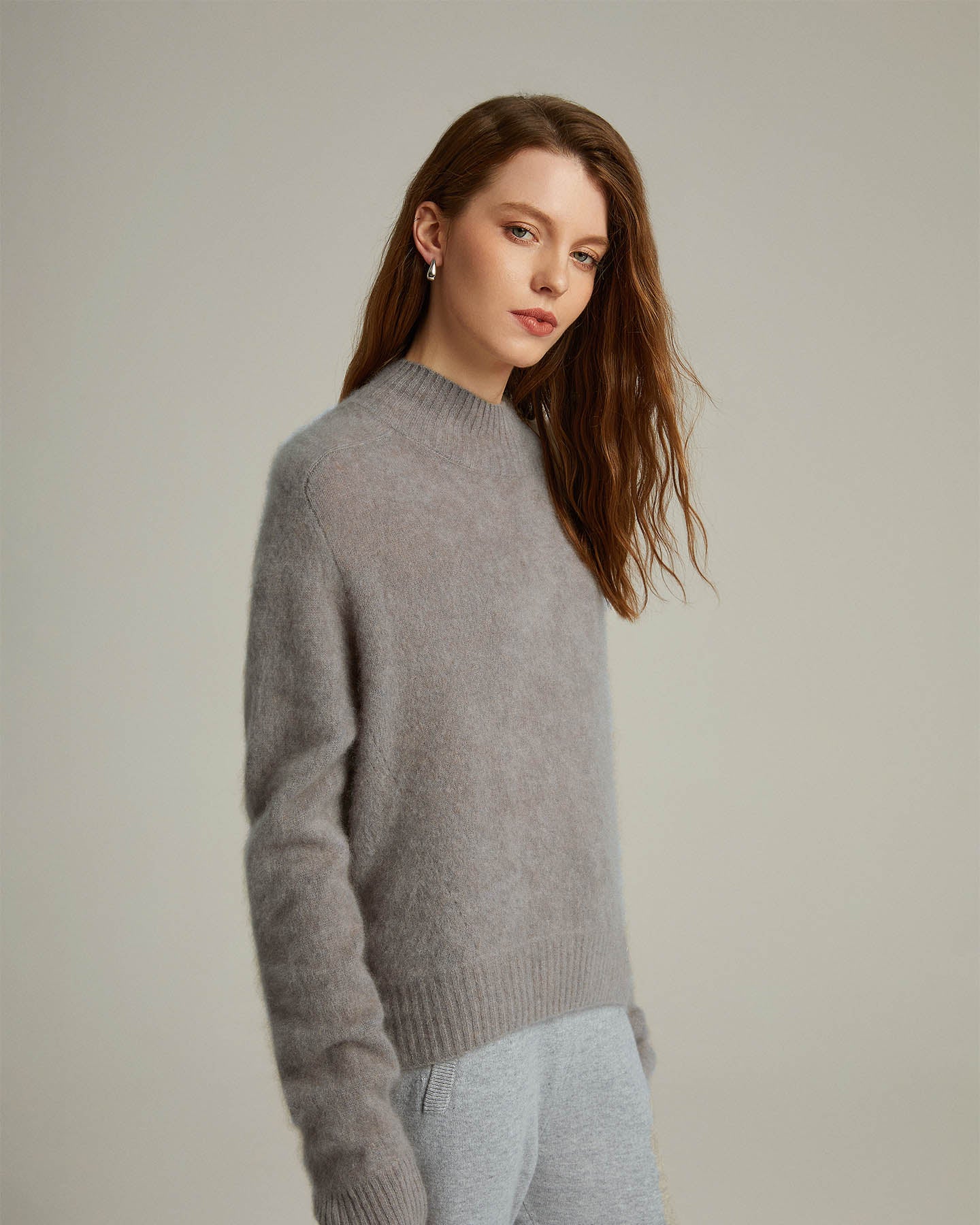 Semi-Turtleneck Pullover Sweater