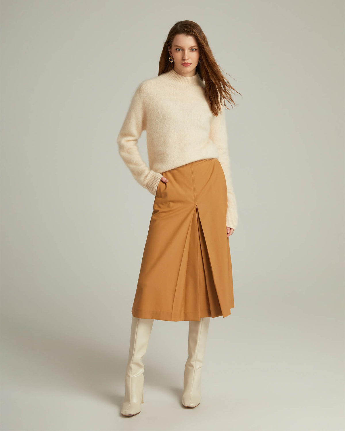 Semi-Turtleneck Pullover Sweater