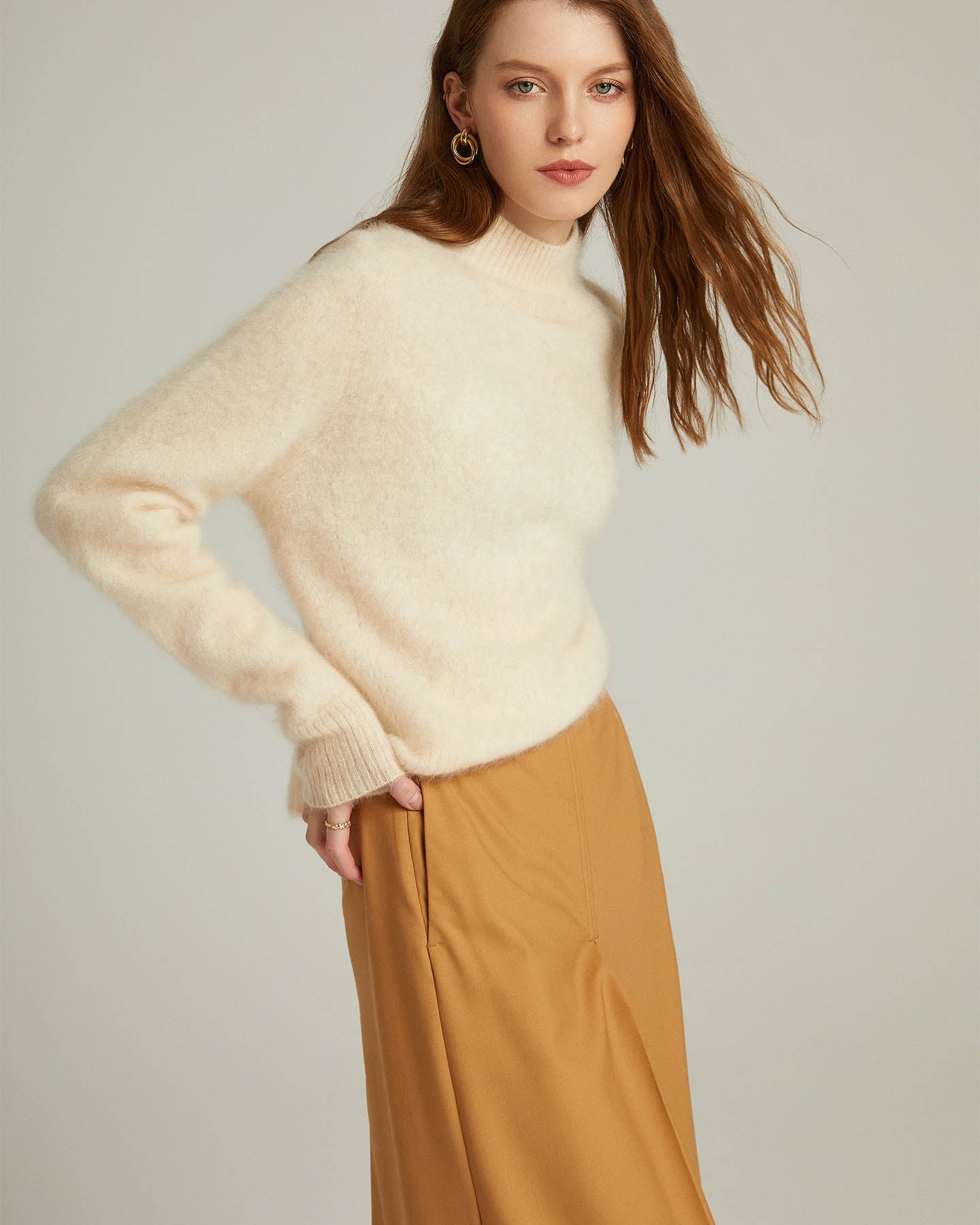 Semi-Turtleneck Pullover Sweater