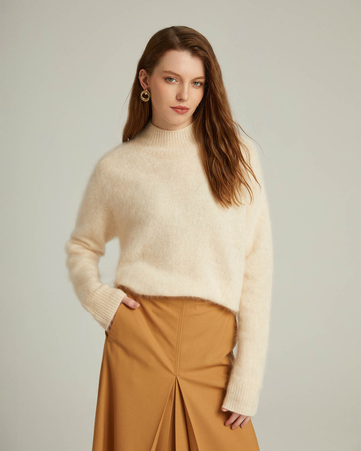 Semi-Turtleneck Pullover Sweater