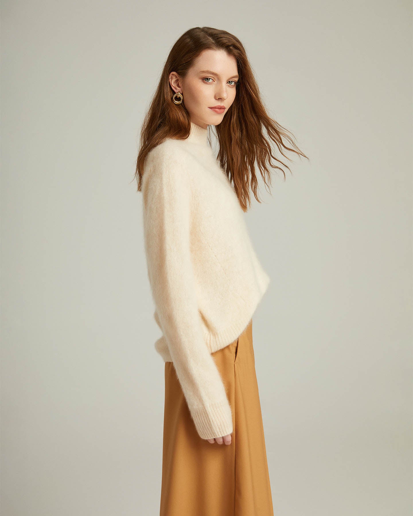 Semi-Turtleneck Pullover Sweater