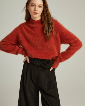 Semi-Turtleneck Pullover Sweater