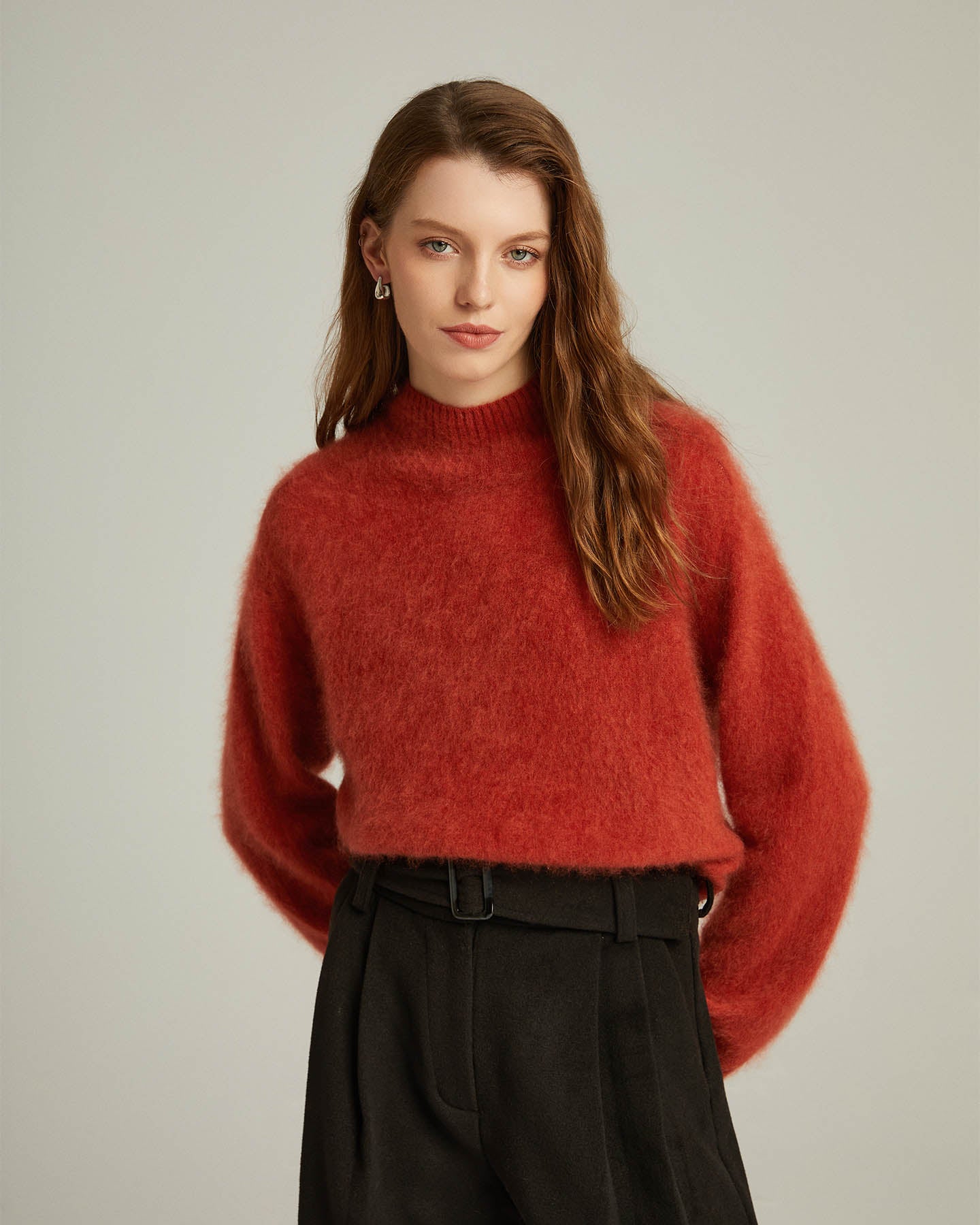 Semi-Turtleneck Pullover Sweater