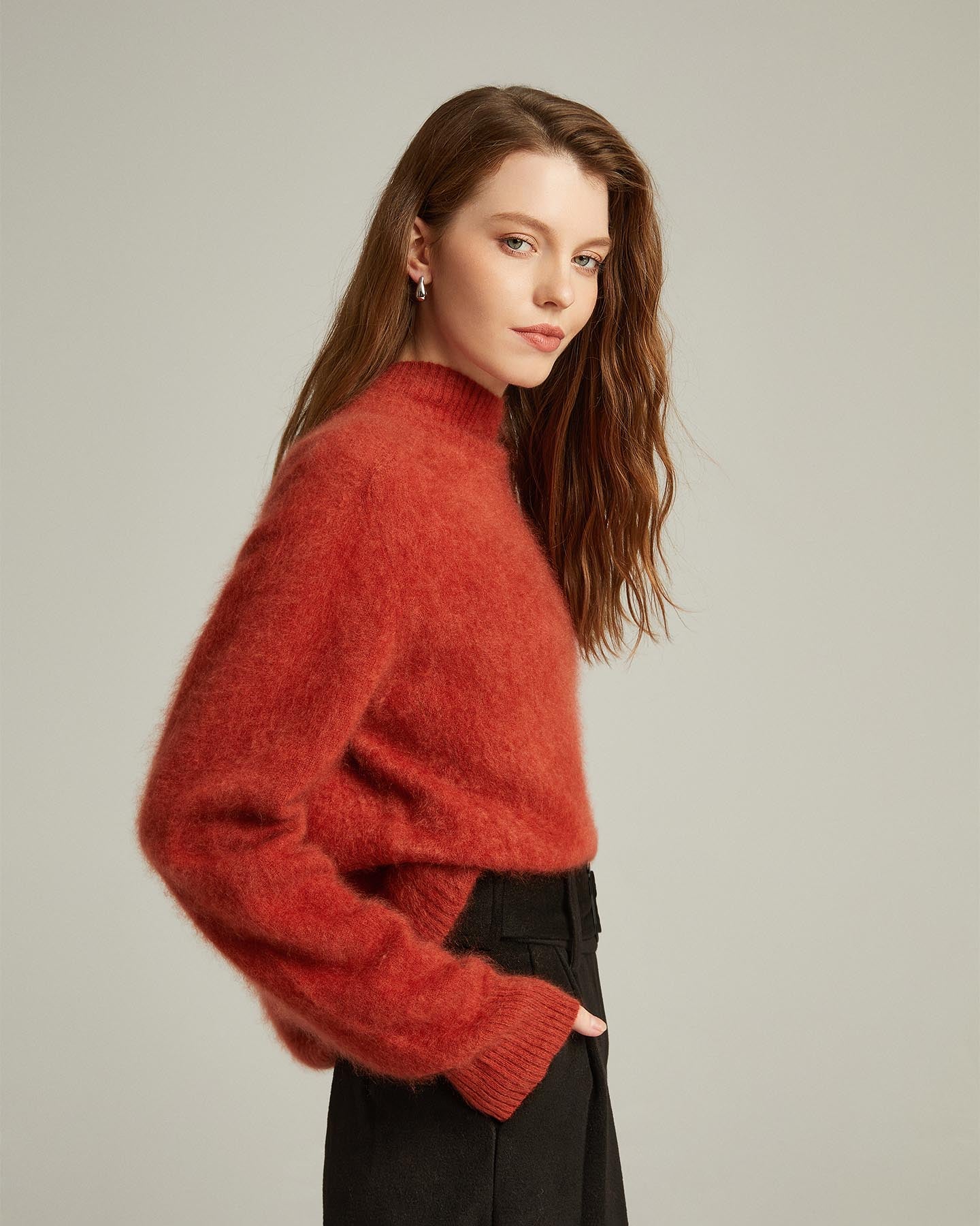 Semi-Turtleneck Pullover Sweater